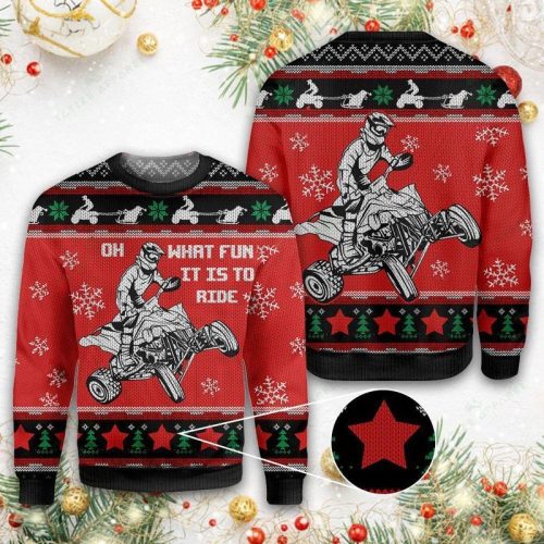 New 2021 Christmas Four Wheel Oh What Fun It Is To Ride Ugly Christmas Sweater