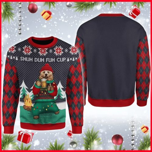 New 2021 Shuh Duh Fuh Cup Beer Ugly Christmas Sweater