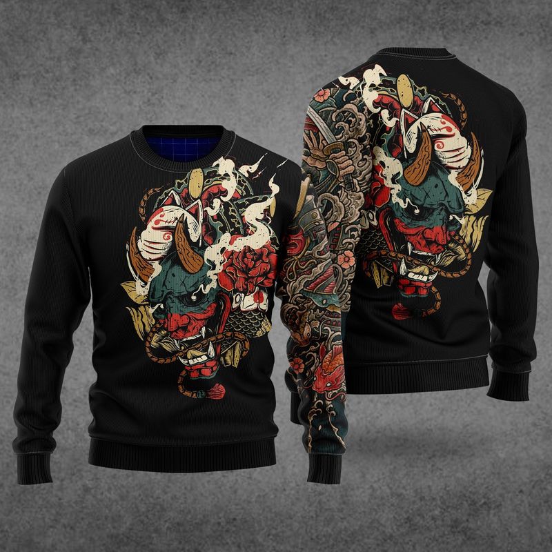 New 2021 Samurai Tattoo Ugly Christmas Sweater