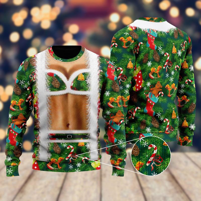 New 2021 Christmas Funny Faux Bra Suit Ugly Christmas Sweater
