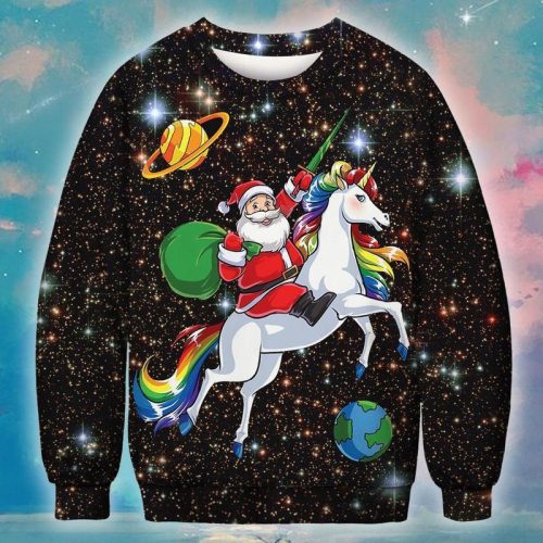 New 2021 Santa Unicorn Ugly Christmas Sweater