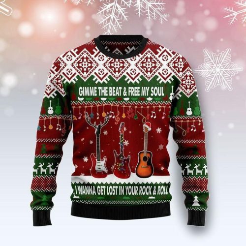New 2021 Guitar Gimme The Beat Ugly Christmas Sweater