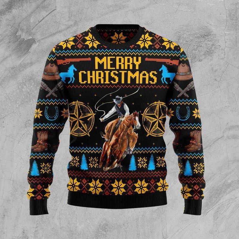New 2021 Cowboy Ugly Christmas Sweater