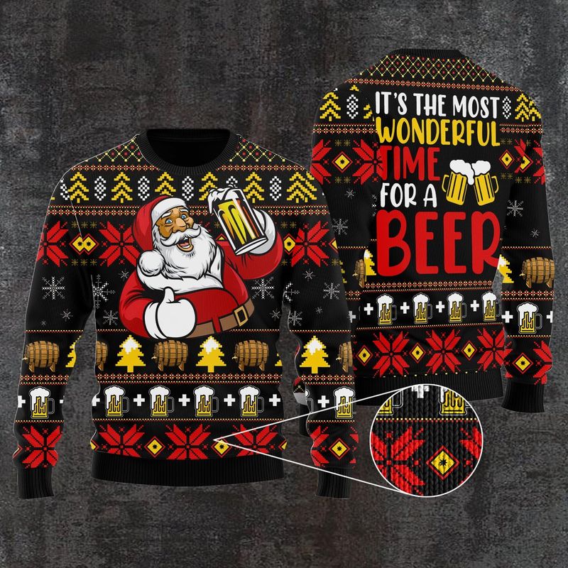 New 2021 Its The Most Wonderful Time For A Beer Ugly Christmas Sweater