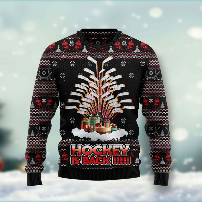 New 2021 Hockey Is Back Ugly Christmas Sweater