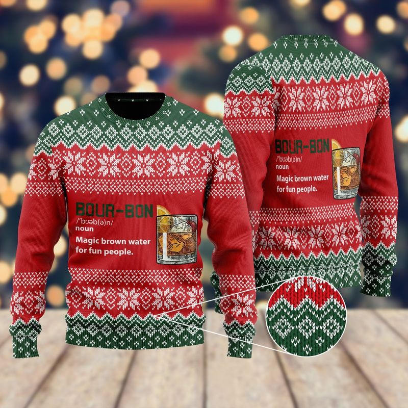 New 2021 Bourbon Noun Ugly Christmas Sweater