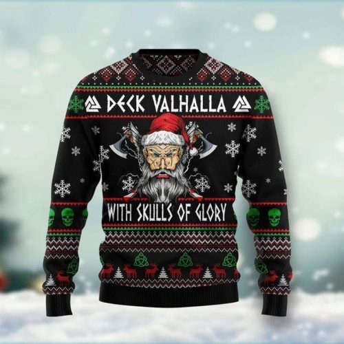 New 2021 Viking Deck Valhalla Ugly Christmas Sweater
