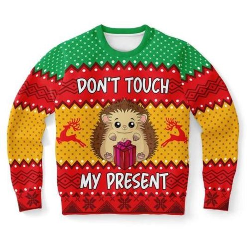 Dont Touch My Present Hedgehog Ugly Christmas Sweater