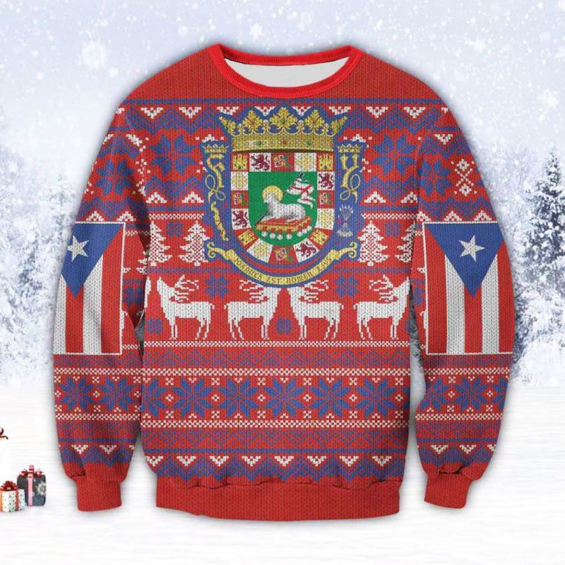 Puerto Rico Red Ugly Christmas Sweater
