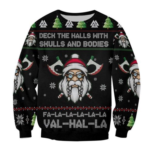Deck The Hall With Skulls And Bodies Fa La La La Ugly Christmas Sweater