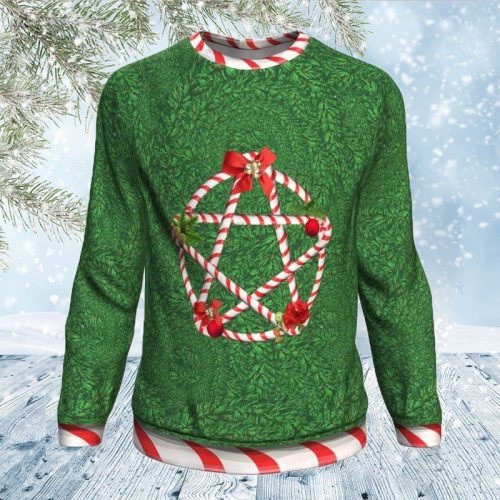 Candy Cane Pentacle Ugly Christmas Sweater