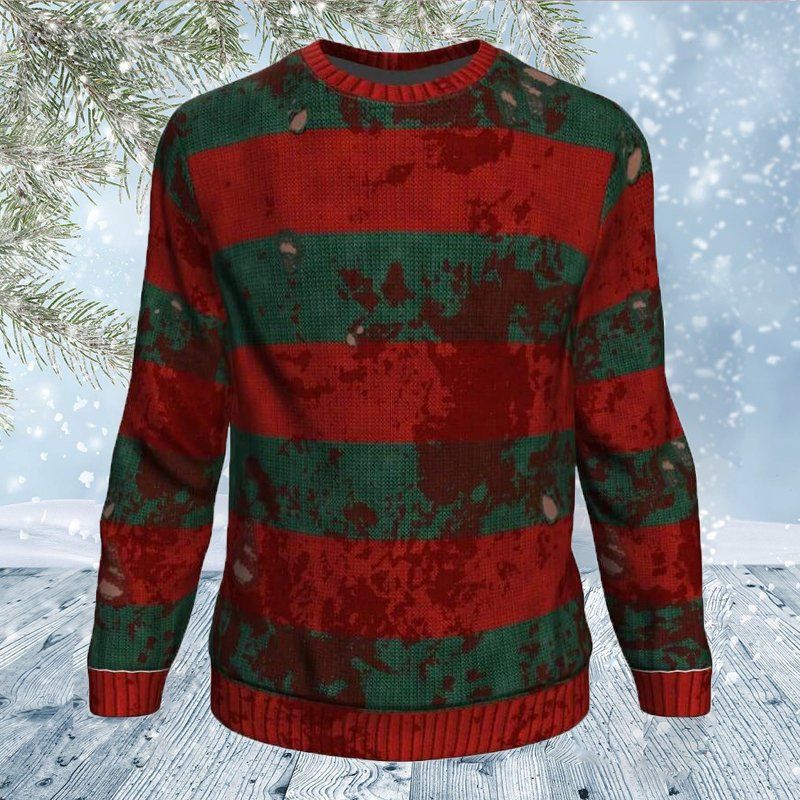 Retro Striped Ugly Christmas Sweater