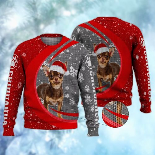 Chihuahua Red Snow Ugly Christmas Sweater