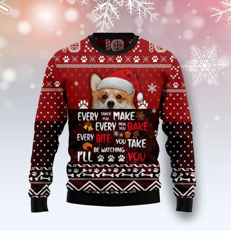 Corgi Ill Be Watching You Christmas Ugly Christmas Sweater