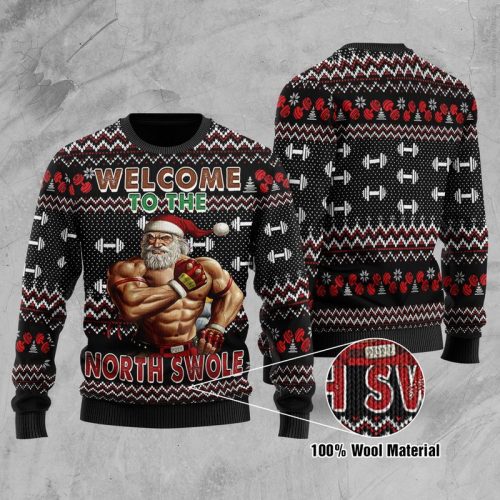 Welcome To The North Swole Gym Santa Ugly Christmas Sweater