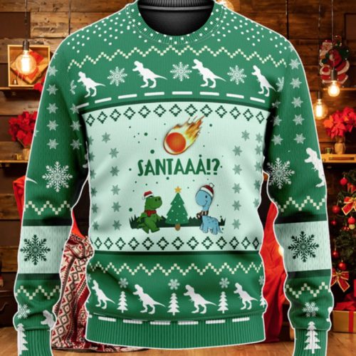 Santa Ana Funny Dinosaur Christmas Ugly Christmas Sweater