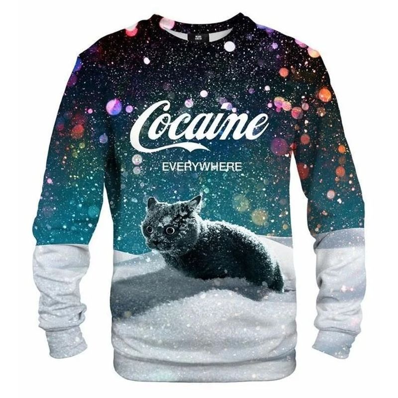 Snow Cat Cocaine Everywhere Sweater