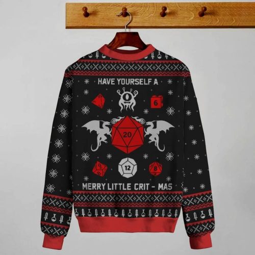 Have Yourself A Merry Little Crit Mas Dungeons Dragons Ugly Christmas Sweatshirt