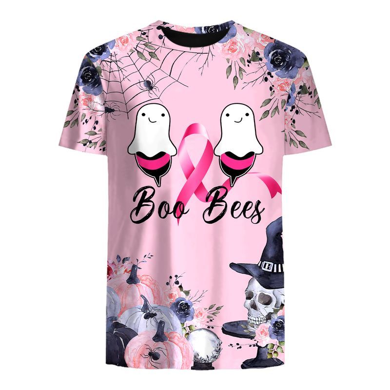 Breast Cancer Awareness Boo Bees Happy Halloween Shirt