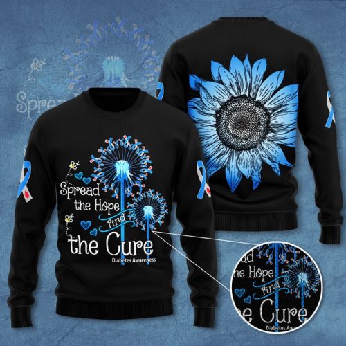Diabetes Awareness Spread The Hope Find The Cure Ugly Christmas Sweater