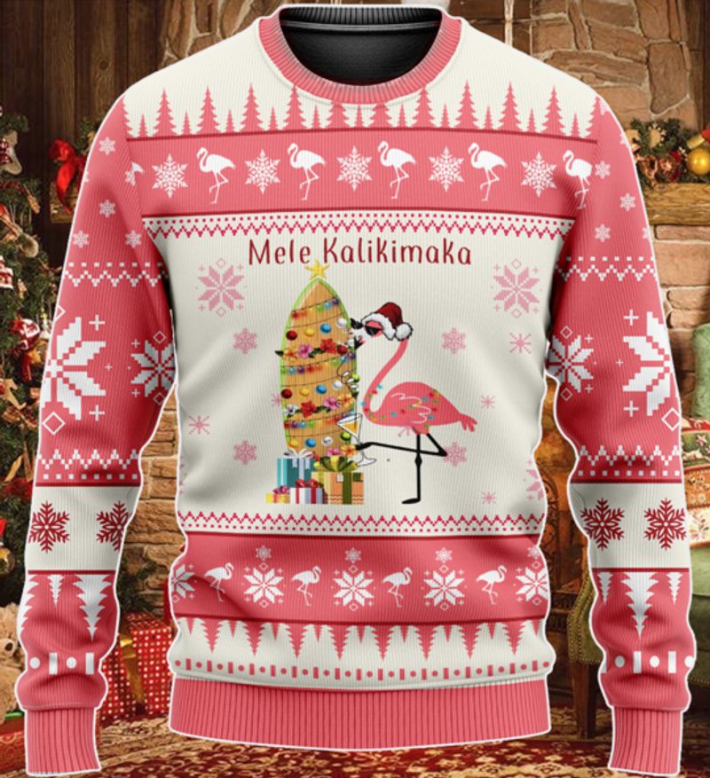 Flamingo Mele Kalikimaka Ugly Christmas Sweater