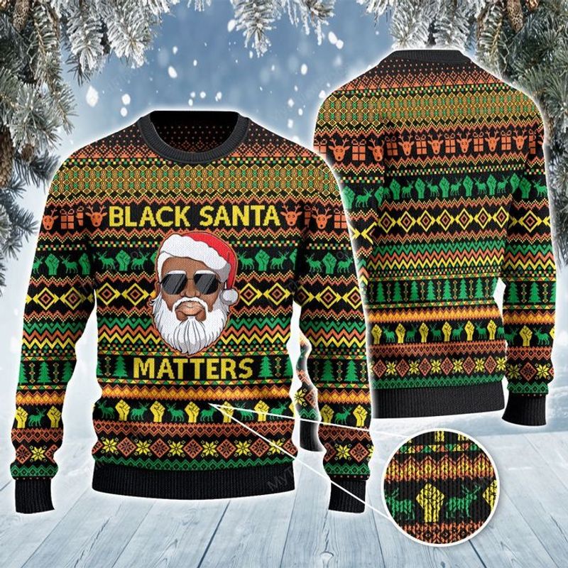 Black Santa Ugly Christmas Sweater