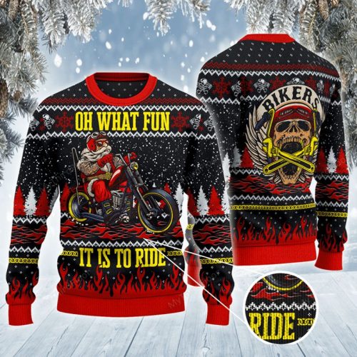 Biker Oh What Fun It Is To Ride Ugly Christmas Sweater