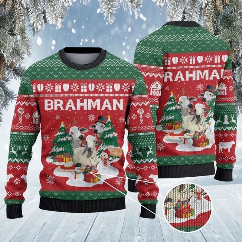 Brahman Cattle Lovers Christmas Tree Ugly Christmas Sweater