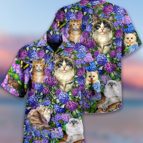 Cats Lovely And Flowers Hawaiian Shirt