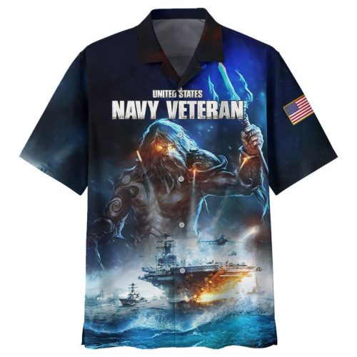 United States Navy Veteran Retired Sea Storm Hawaiian Shirt