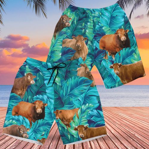Limousin Cattle Lovers Hawaiian Swim Trunks Beach Shorts