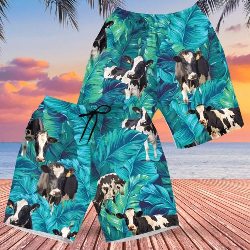 Holstein Friesian Cattle Lovers Hawaiian Swim Trunks Beach Shorts