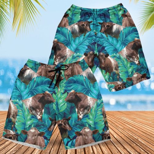 Shorthorn Cattle Lovers Hawaiian Swim Trunks Beach Shorts