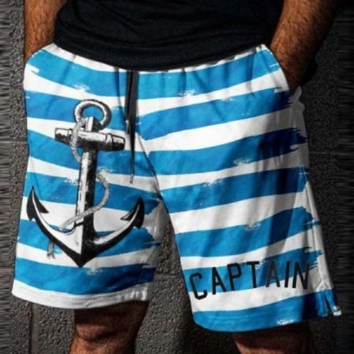 Anchor Captain Sailor Swim Trunks Beach Shorts
