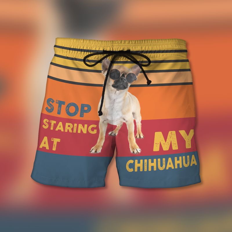 Stop Staring At My Chihuahua Beach Shorts