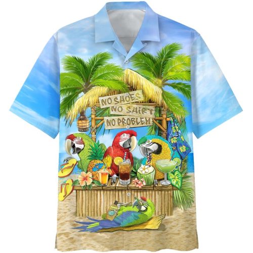 Parrot No Shoes No Shirt No Problem Hawaiian Shirt Beach Shorts
