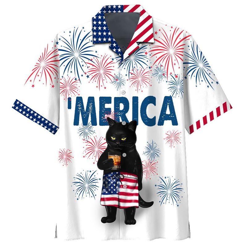 Black Cat Drink Bourbon Hawaiian Shirt Beach Shorts