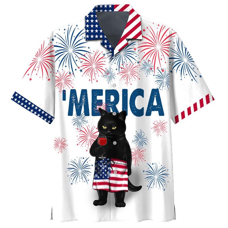 Black Cat Drink Wine Hawaiian Shirt Beach Shorts