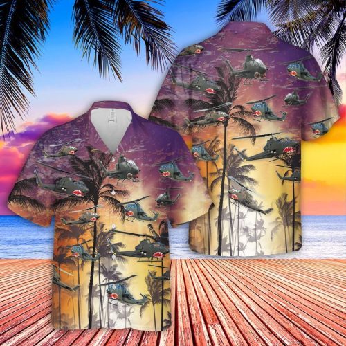 Bell AH 1 Cobra Tropical Hawaiian Shirt Beach Shorts