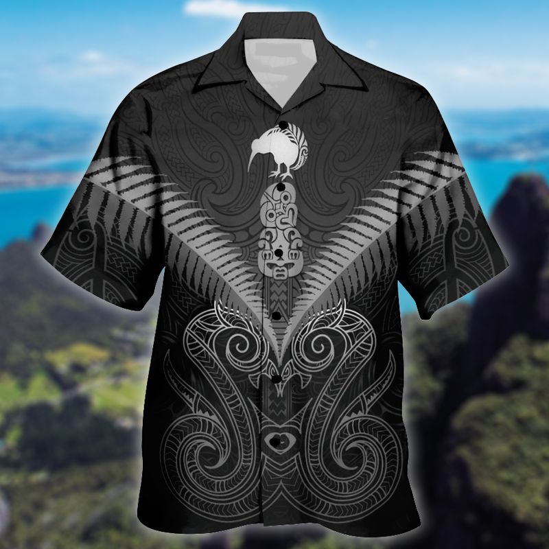 Maori Manaia New Zealand Black Hawaiian Shirt