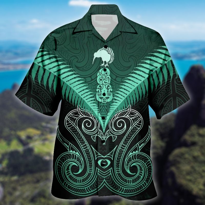 Maori Manaia New Zealand Green Hawaiian Shirt