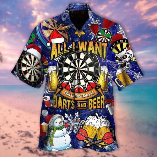 All I Want For Christmas Is Dart And Beer Hawaiian Shirt