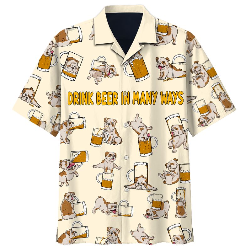 Bulldog Drink Beer In Many Ways Hawaiian Shirt Shorts