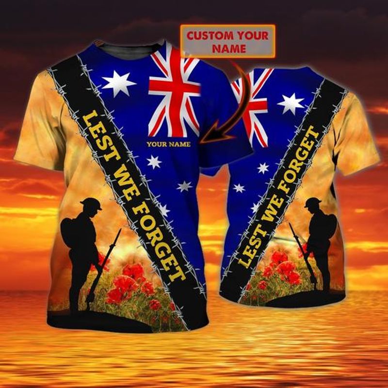 Personalized Lest We Forget Australia Veteran Shirt