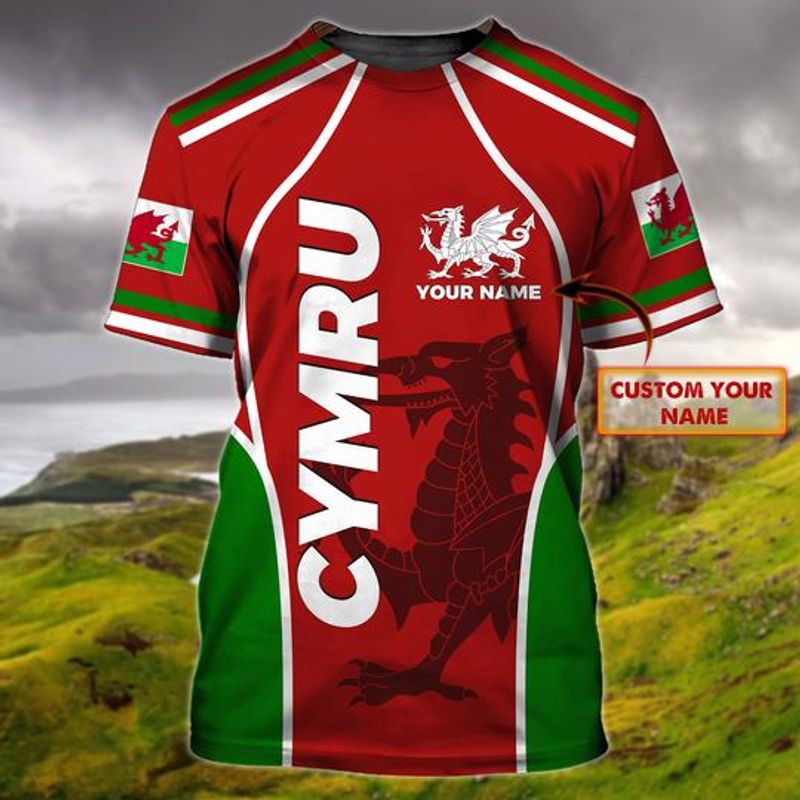 Personalized Cymru Dragon 3 D Shirt