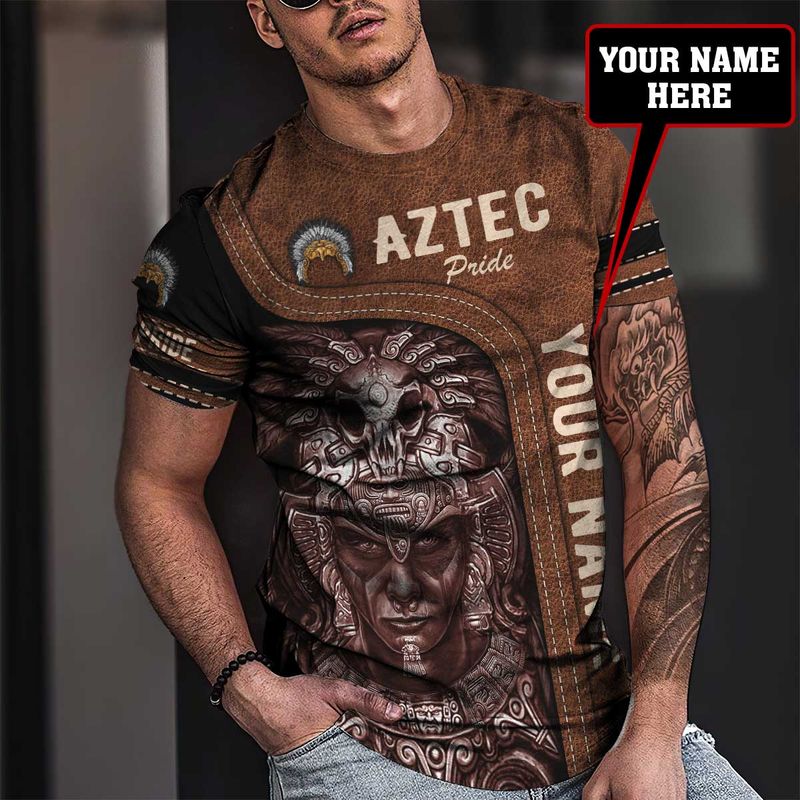 Personalized Aztec Pride Leather 3 D T Shirt