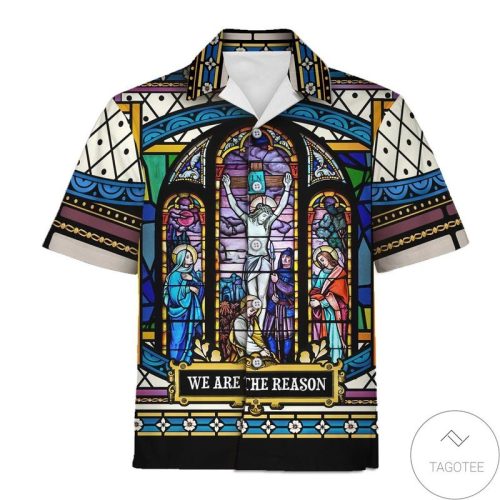 Crucifixion Of Christ Stained Glass Hawaiian Shirt