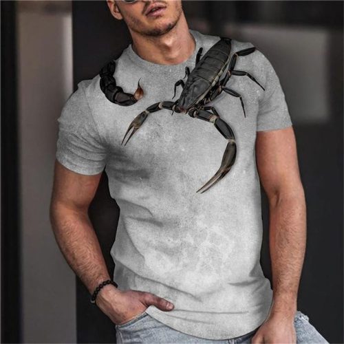 Animal Print Scorpion 3 D Graphic Printed Short Sleeve Shirt