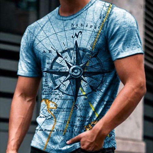 Compass 3 D Graphic Printed Short Sleeve Shirt