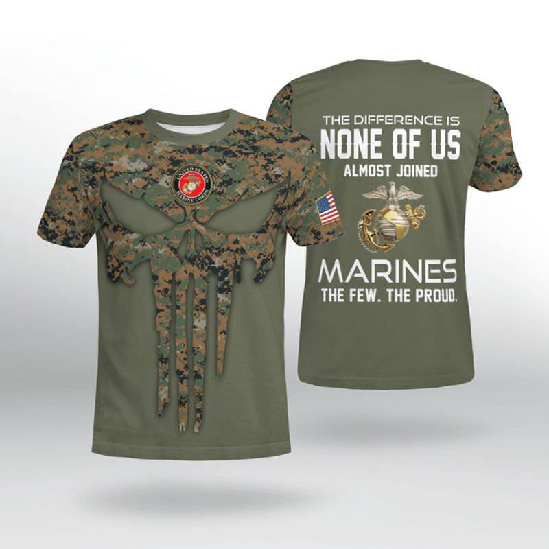 Usmc The Difference Is None Of Us Almost Joined Shirt